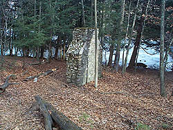 A fireplace in the woods